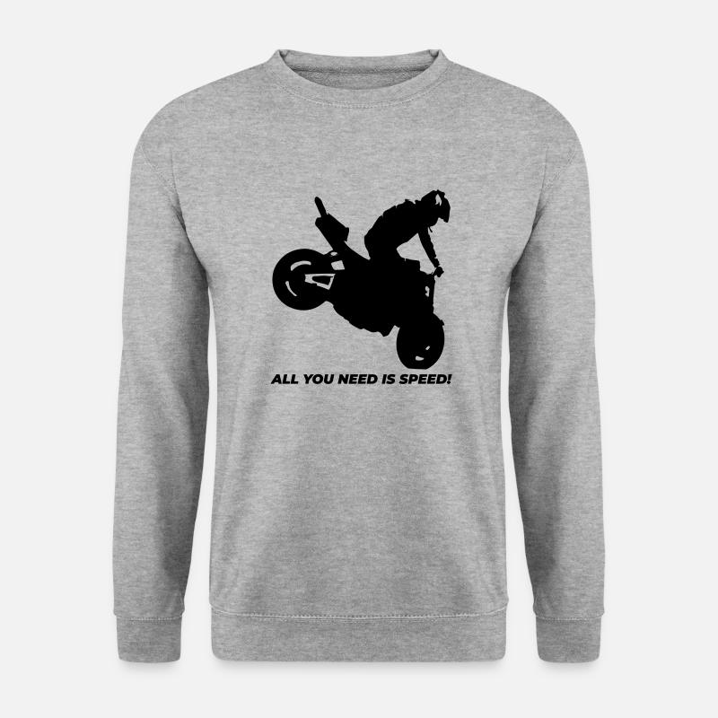 Motorrad Speed - Unisex Pullover - Weißgrau meliert