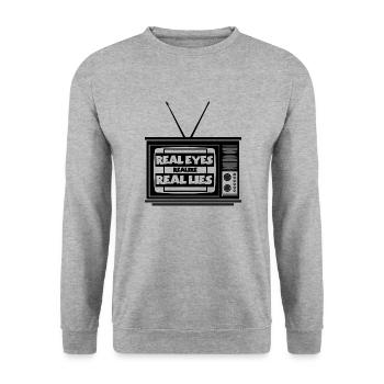 Real Eyes realize Real Lies - Unisex Sweatshirt - salt & pepper - Front - Alina (178cm) & Michal (187cm)
