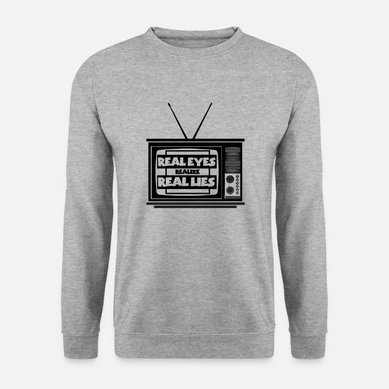 Real Eyes realize Real Lies - Unisex Pullover - Weißgrau meliert