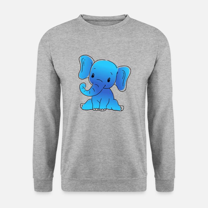 blauer Baby Elefant - Unisex Pullover - Weißgrau meliert