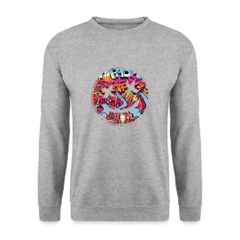Graffiti-Stil Splash Hip-Hop-Farben Malerfarbe - Unisex Pullover - Weißgrau meliert - Vorne - Alina (178cm) & Michal (187cm)