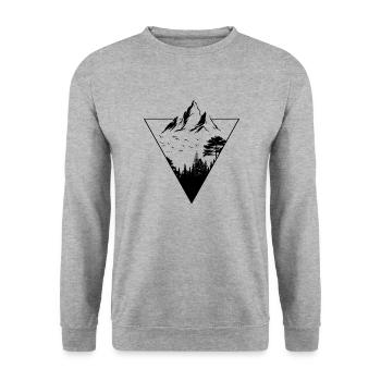 Berg Abenteuer Motiv Wandern Alpen - Unisex Pullover - Weißgrau meliert - Vorne - Alina (178cm) & Michal (187cm)