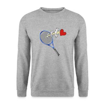 tennis matchball tennisball fuzzy-balls tennislove - Unisex Sweatshirt - salt & pepper - Front - Alina (178cm) & Michal (187cm)