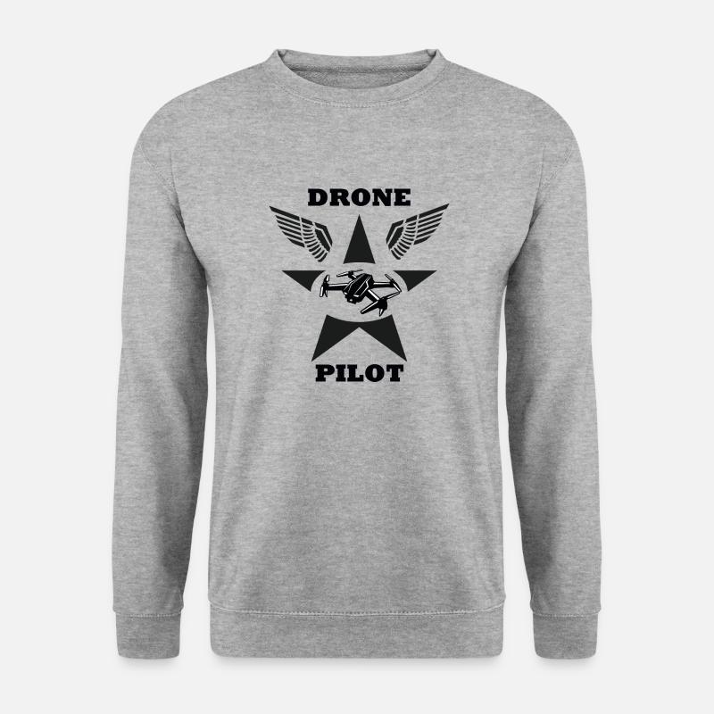 Drone Pilot Drohnen Shirt - Unisex Pullover - Weißgrau meliert