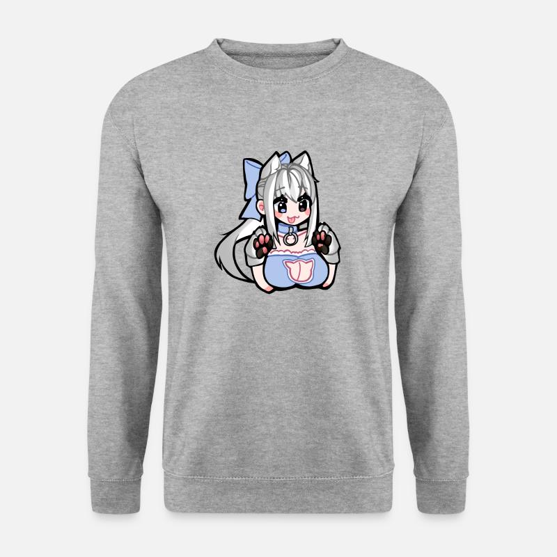 Husky Anime Girl - Unisex Pullover - Weißgrau meliert