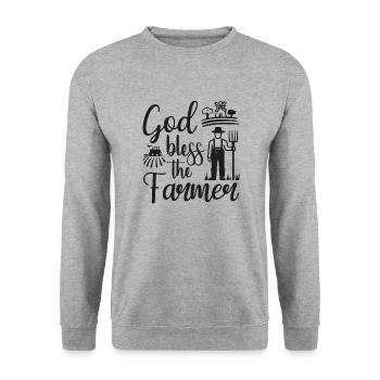 T-Shirt Motiv god bless the farmer - Unisex Pullover - Weißgrau meliert - Vorne - Alina (178cm) & Michal (187cm)