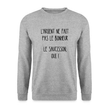 l'argent ne fait pas le bonheur - Sweat-shirt Unisexe - gris chiné - Devant - Alina (178cm) & Michal (187cm)
