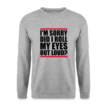 Roll My Eyes Out - Unisex Pullover - Weißgrau meliert - Vorne - Alina (178cm) & Michal (187cm)