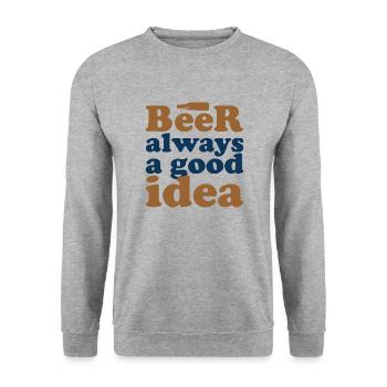 Beer is always a good idea - Unisex Sweatshirt - salt & pepper - Front - Alina (178cm) & Michal (187cm)