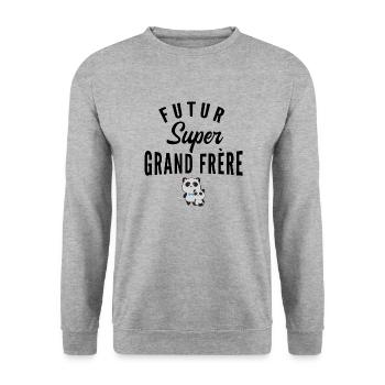 futur super grand-frère / futur grand-frère - Sweat-shirt Unisexe - gris chiné - Devant - Alina (178cm) & Michal (187cm)