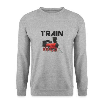 Train Steam locomotive Railway Track Model railway - Unisex Sweatshirt - salt & pepper - Front - Alina (178cm) & Michal (187cm)