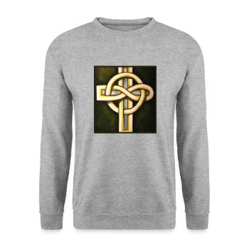 Celtic Cross - Unisex Sweatshirt - salt & pepper - Front - Alina (178cm) & Michal (187cm)
