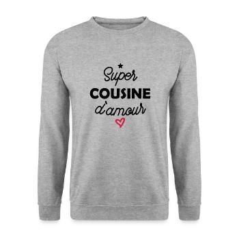 super cousine d amour / cadeau humour cousine - Sweat-shirt Unisexe - gris chiné - Devant - Alina (178cm) & Michal (187cm)