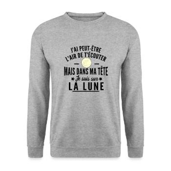 je suis sur la lune - Sweat-shirt Unisexe - gris chiné - Devant - Alina (178cm) & Michal (187cm)
