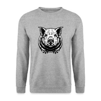 pig sweet pigs pigs animal animals 17 - Unisex Sweatshirt - salt & pepper - Front - Alina (178cm) & Michal (187cm)