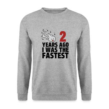 2 Years Ago I Was The Fastest - Unisex Sweatshirt - salt & pepper - Front - Alina (178cm) & Michal (187cm)