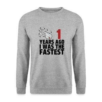 Il y a 1 ans, j’étais le plus rapide - Sweat-shirt Unisexe - gris chiné - Devant - Alina (178cm) & Michal (187cm)