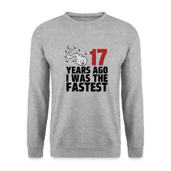 Vor 17 Jahren war ich der Schnellste - Unisex Pullover - Weißgrau meliert - Vorne - Alina (178cm) & Michal (187cm)
