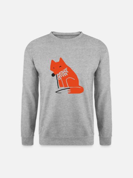 Fuchs Kinderzeichnung - Unisex Pullover - Weißgrau meliert