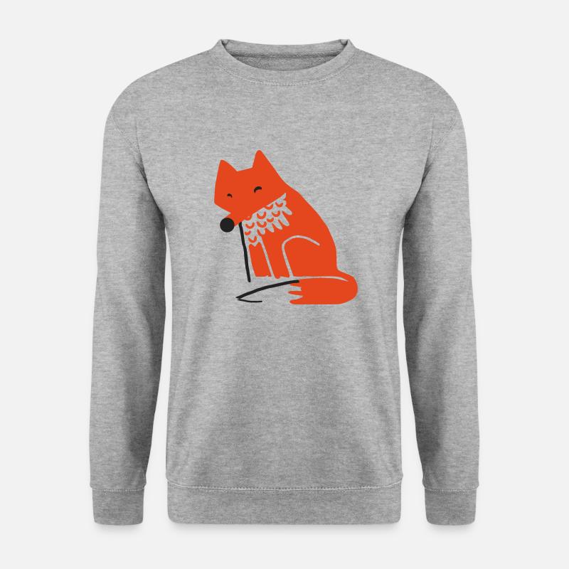 Fuchs Kinderzeichnung - Unisex Pullover - Weißgrau meliert