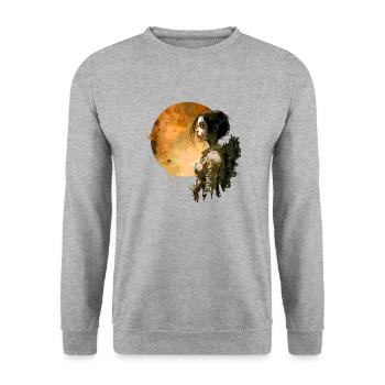 Dreamer under the moon - Unisex Sweatshirt - salt & pepper - Front - Alina (178cm) & Michal (187cm)