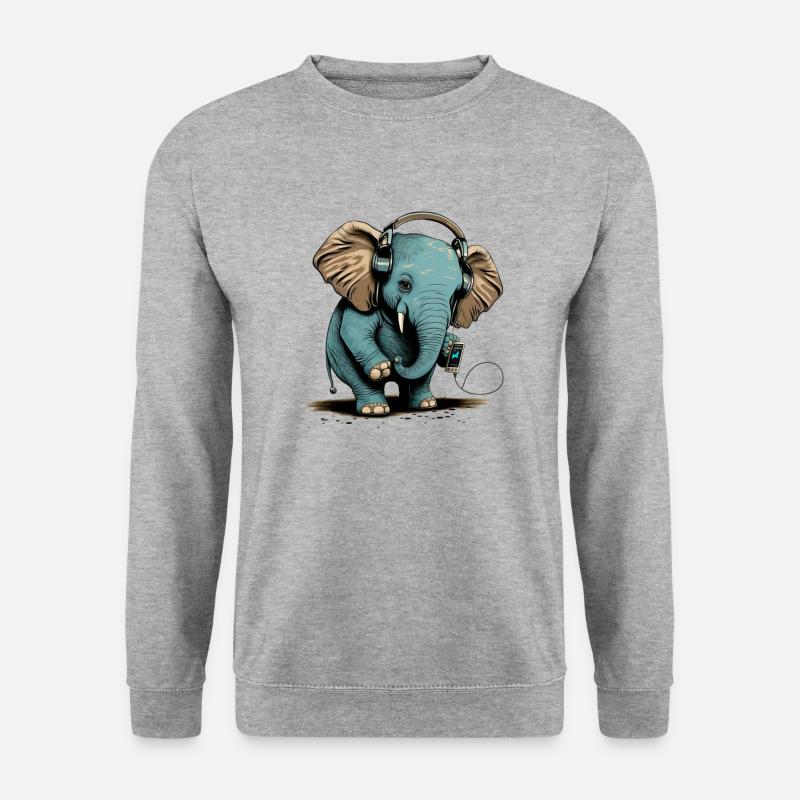 elephant headphones - Unisex Pullover - Weißgrau meliert