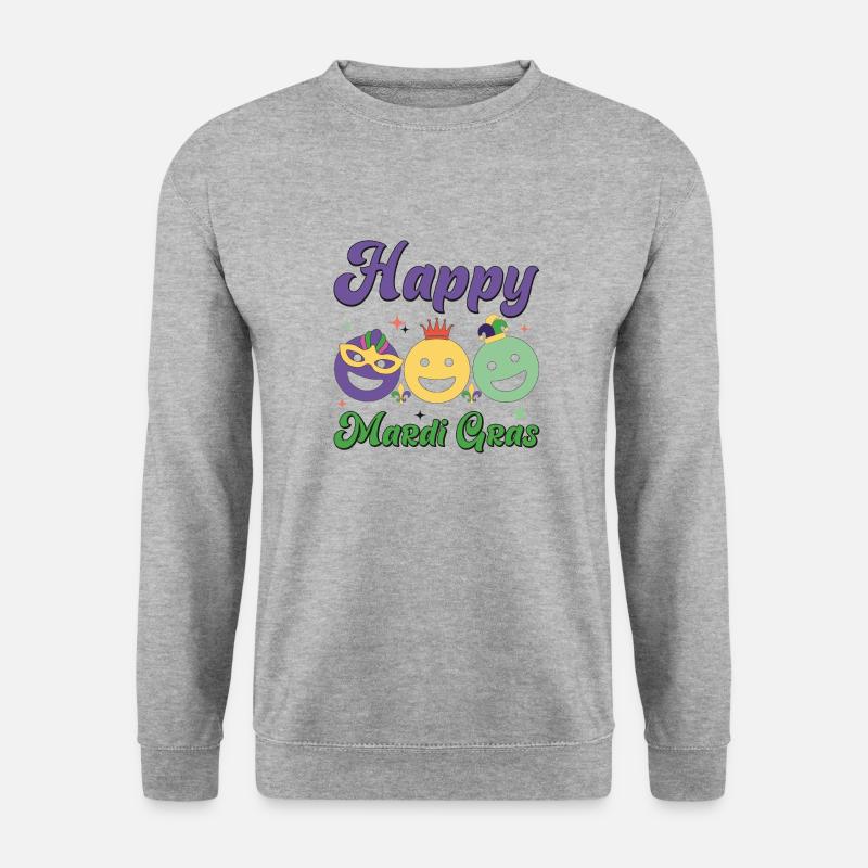 Happy Mardi Gras - Unisex Pullover - Weißgrau meliert