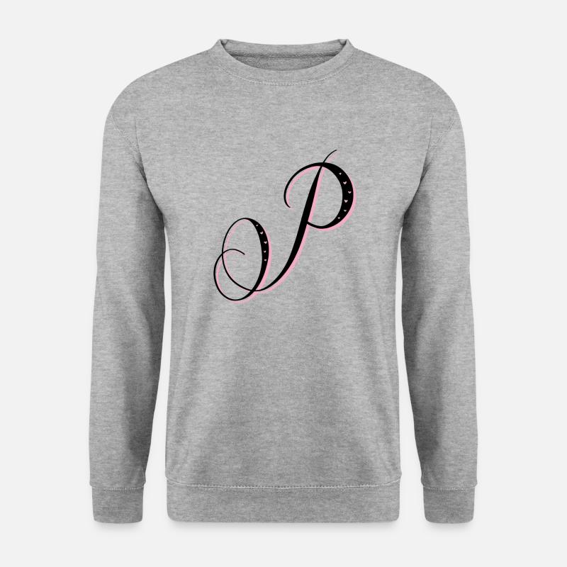 Der Buchstabe P mit Herzen (rosa) - Unisex Pullover - Weißgrau meliert