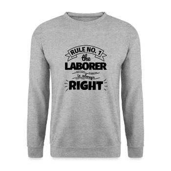 LABORER lustiges Geschenk - Unisex Pullover - Weißgrau meliert - Vorne - Alina (178cm) & Michal (187cm)