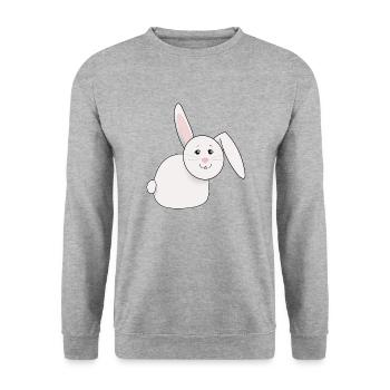 sweet, white, fat rabbit, Easter - Unisex Sweatshirt - salt & pepper - Front - Alina (178cm) & Michal (187cm)