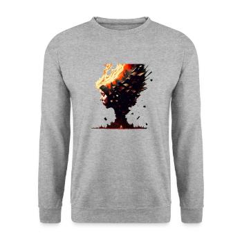 Explosion der Gedanken - Unisex Pullover - Weißgrau meliert - Vorne - Alina (178cm) & Michal (187cm)