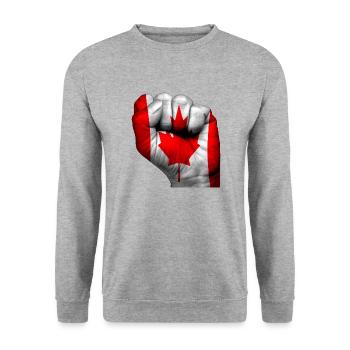poing fermé avec le drapeau canadien peint dessus - Sweat-shirt Unisexe - gris chiné - Devant - Alina (178cm) & Michal (187cm)