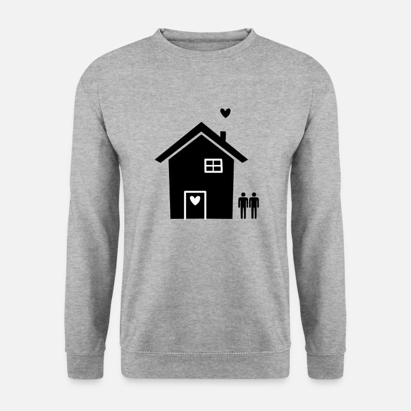 Umzug Hausbau schwul pride - Unisex Pullover - Weißgrau meliert