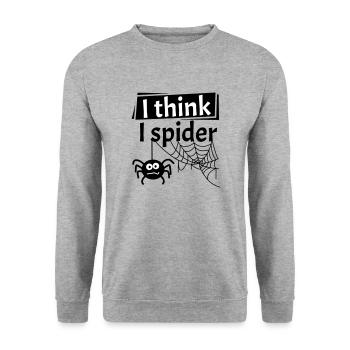 I Think I Spider - Denglish Denglisch Englisch fun - Unisex Pullover - Weißgrau meliert - Vorne - Alina (178cm) & Michal (187cm)