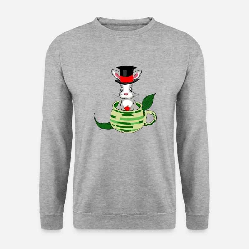 Hasenhut Tasse Tee - Unisex Pullover - Weißgrau meliert