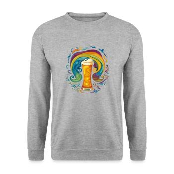 Cooles Buntes Bier Motiv - Unisex Pullover - Weißgrau meliert - Vorne - Alina (178cm) & Michal (187cm)