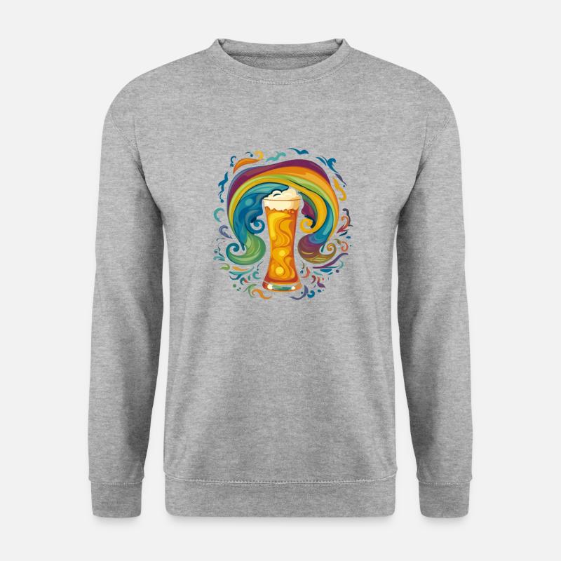 Cooles Buntes Bier Motiv - Unisex Pullover - Weißgrau meliert