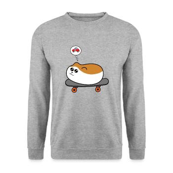 Hamster auf Skateboard - Unisex Pullover - Weißgrau meliert - Vorne - Alina (178cm) & Michal (187cm)