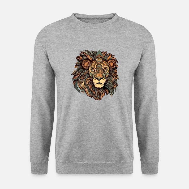 Makou der Löwe - Unisex Pullover - Weißgrau meliert