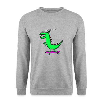 Dragon rides skateboard - Unisex Sweatshirt - salt & pepper - Front - Alina (178cm) & Michal (187cm)