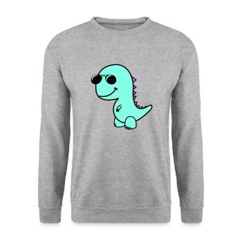 cool dino - Unisex Pullover - Weißgrau meliert - Vorne - Alina (178cm) & Michal (187cm)