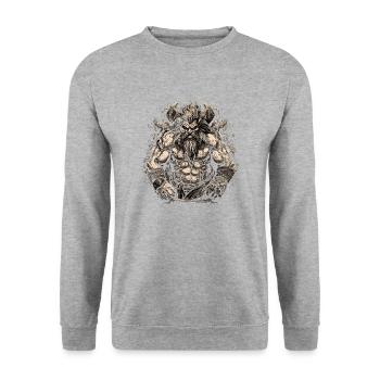 Scandinavie nordique rétro viking mythologie mystique - Sweat-shirt Unisexe - gris chiné - Devant - Alina (178cm) & Michal (187cm)