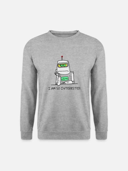 Interested Robot Funny Moody Bored Cartoon Joke - Unisex Sweatshirt - salt & pepper