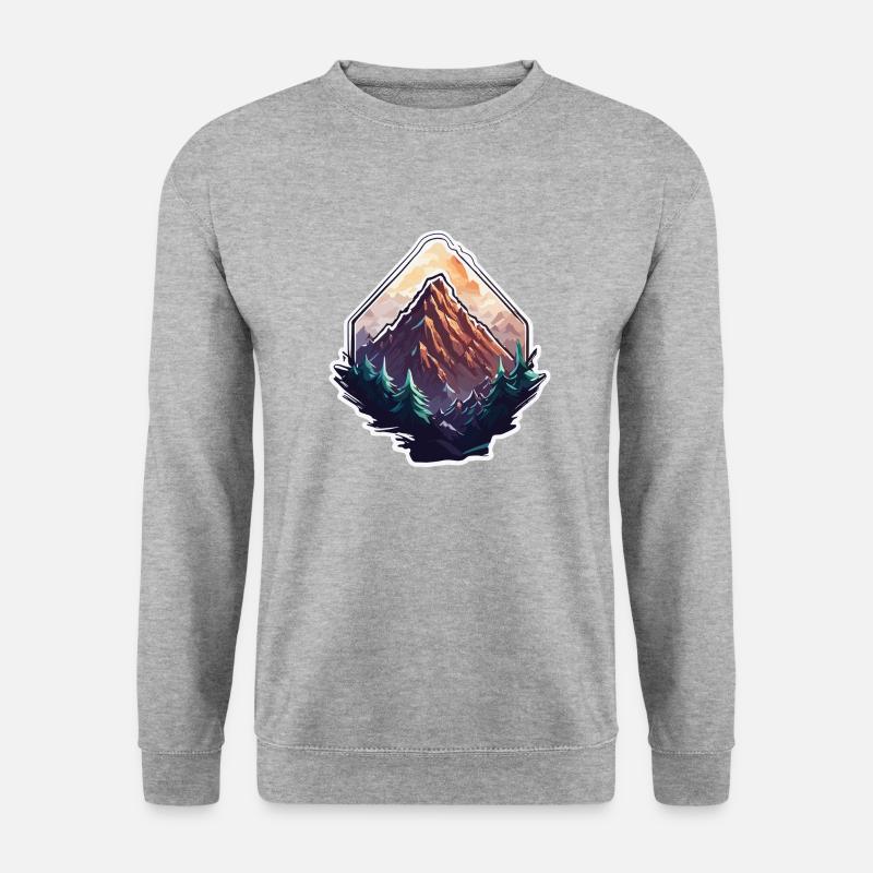 Berg / Alpen / Gipfel / Natur / Wald / Gestein - Unisex Pullover - Weißgrau meliert