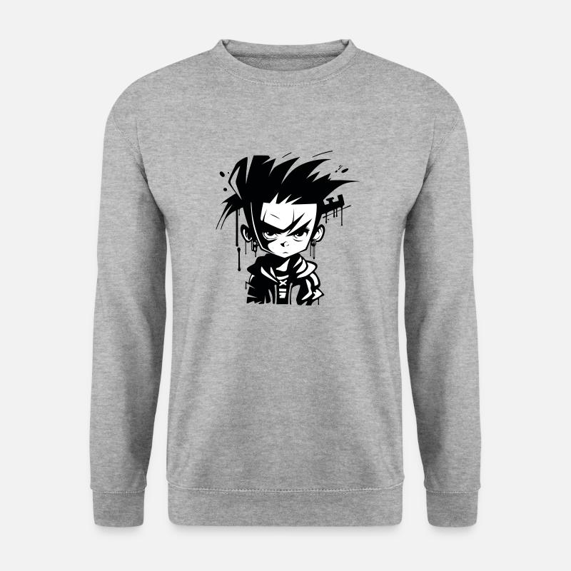 Anime Charakter Keyna - Unisex Pullover - Weißgrau meliert