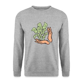 Big money flying to you for wealth and prosperity. - Unisex Sweatshirt - salt & pepper - Front - Alina (178cm) & Michal (187cm)