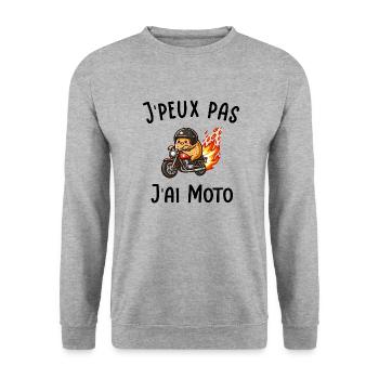 J'peux pas j'ai moto - Sweat-shirt Unisexe - gris chiné - Devant - Alina (178cm) & Michal (187cm)
