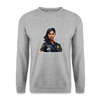 Polizei / Einsatz / Beruf / Job / Einsatzkräfte - Unisex Pullover - Weißgrau meliert - Vorne - Alina (178cm) & Michal (187cm)