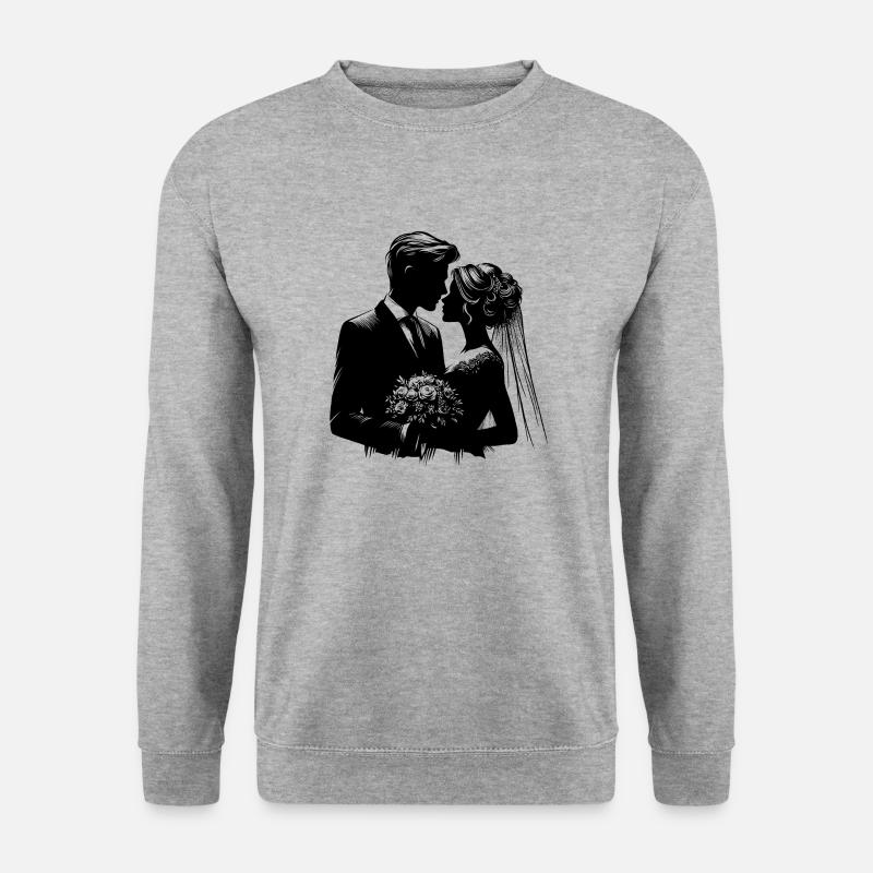 Romantisches verliebtes Brautpaar - Unisex Pullover - Weißgrau meliert