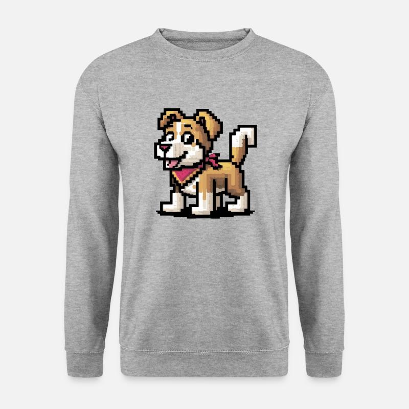 Verpixelter Hund - Unisex Pullover - Weißgrau meliert